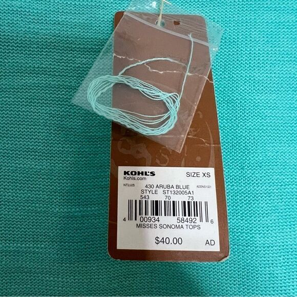 Soma Aruba Blue Open Front Pointelle Three Quarter Sleeve Cardigan Size XS - Picture 4 of 5